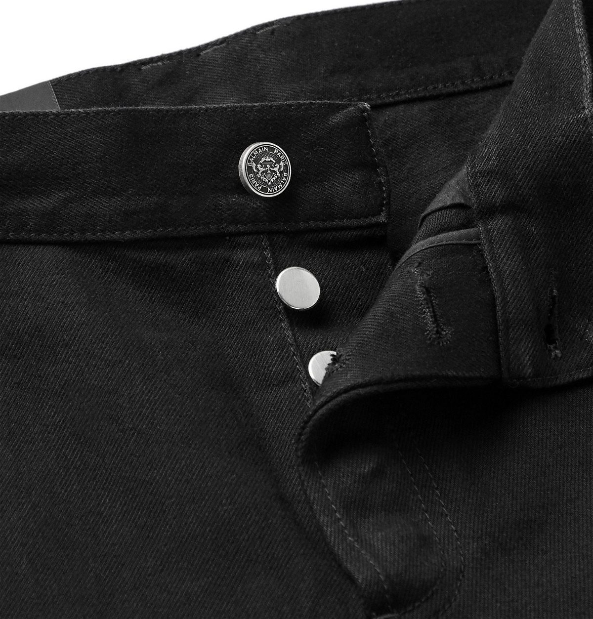 Balmain - Slim-Fit Tapered Distressed Denim Jeans - Black Balmain
