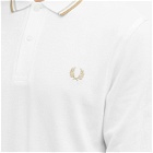 Fred Perry Men's Long Sleeve Twin Tipped Polo Shirt in White/Oat/Stone