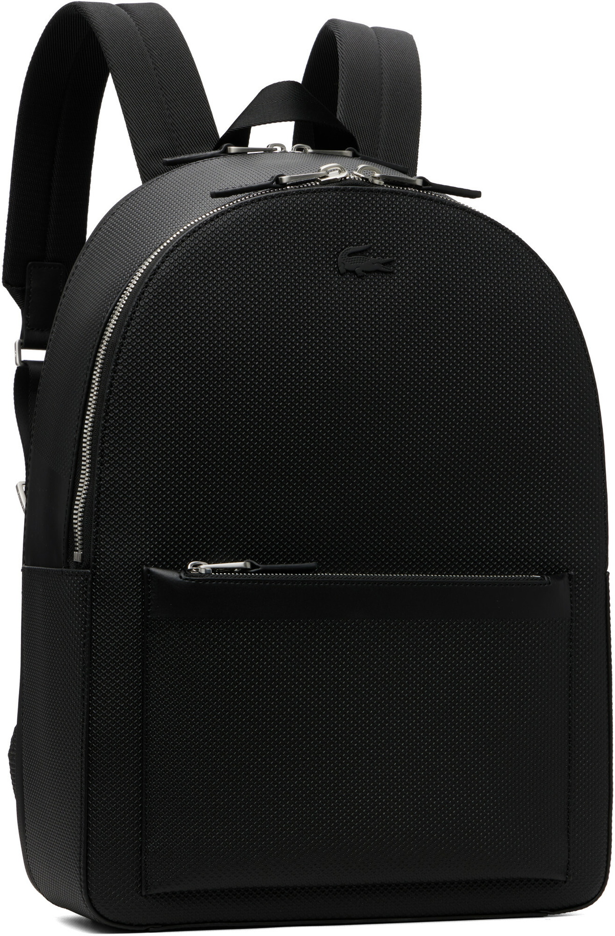 Lacoste Black Chantaco Piqué Leather Backpack