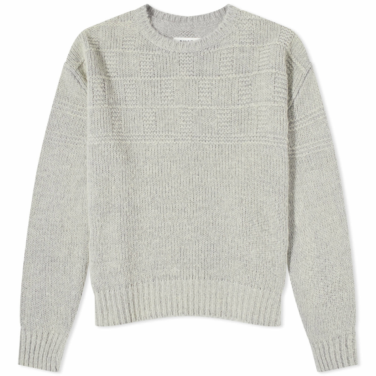 MM6 Maison Margiela Men's Mohair Fisherman Crew Knit in Grey Melange