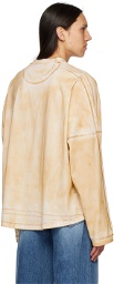 We11done Beige Washed Long Sleeve T-Shirt
