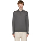 Loro Piana Grey Cashmere Long Sleeve Polo