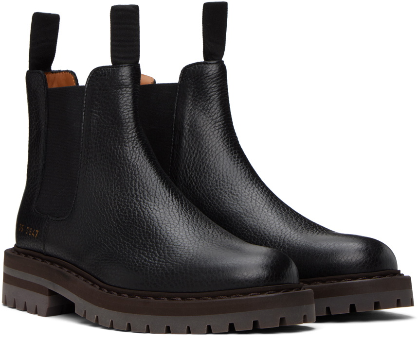 Common Projects Black Leather Chelsea Boots