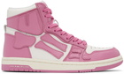 AMIRI White & Pink Skeleton High Sneakers