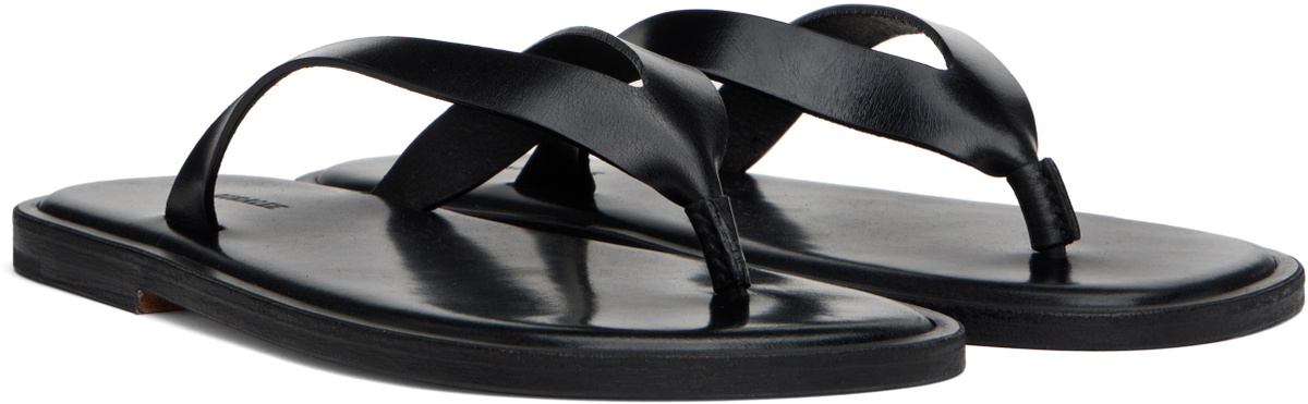 AURALEE Black Leather Tong Flip-Flops