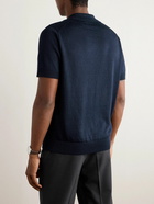 Dunhill - Linen and Silk-Blend Polo Shirt - Blue