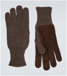 Brunello Cucinelli Suede-trimmed cashmere gloves