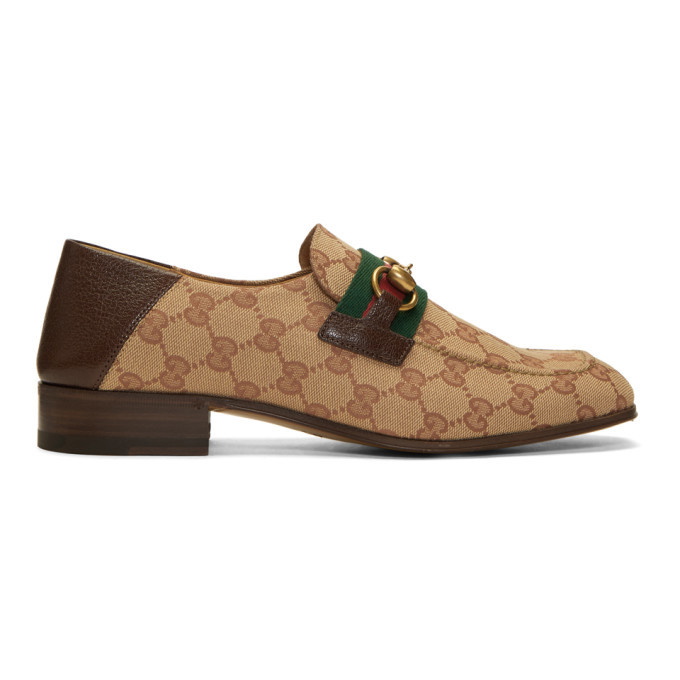 Photo: Gucci Beige and Brown GG Bonny Loafers