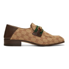 Gucci Beige and Brown GG Bonny Loafers