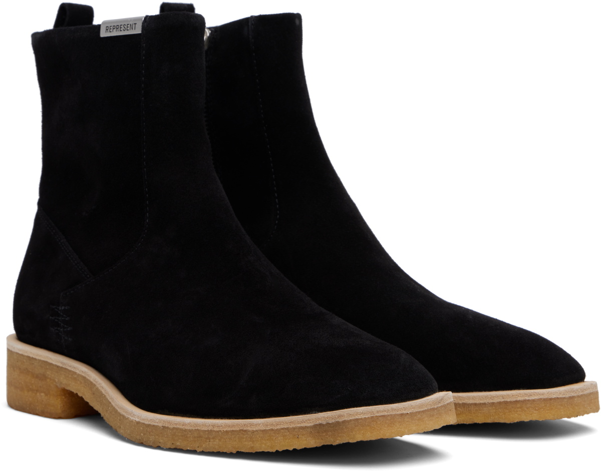 Represent Black Crepe Chelsea Boots