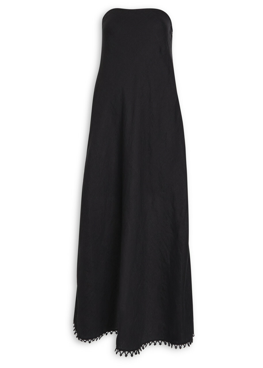 Skall Studio Victoria Strapless Linen Maxi Dress Black