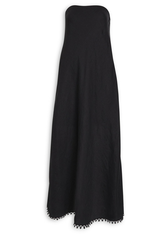Photo: Skall Studio Victoria Strapless Linen Maxi Dress Black