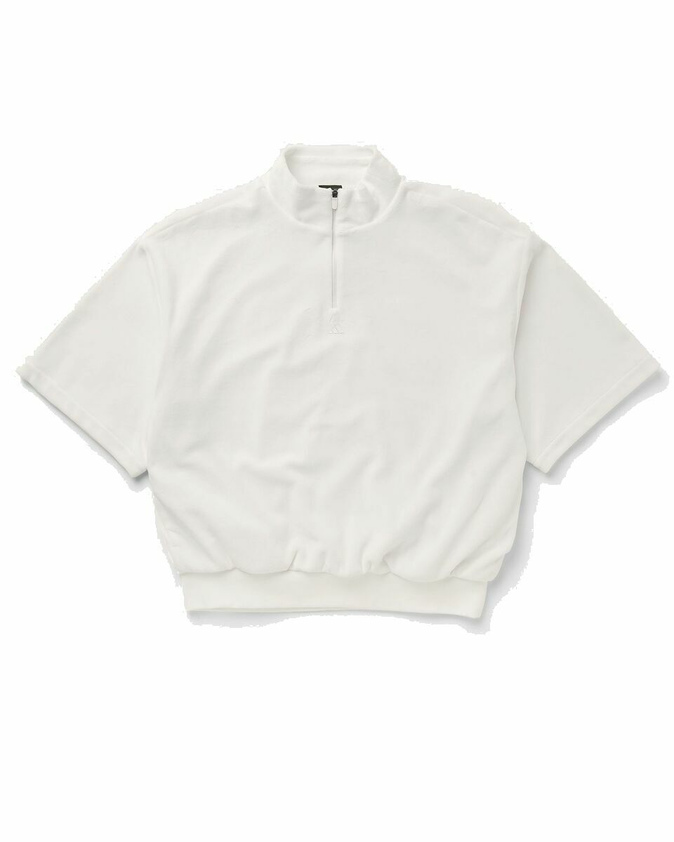 Photo: Adidas Basketball Velour Half Zip Sweatshirt White - Mens - Half Zips