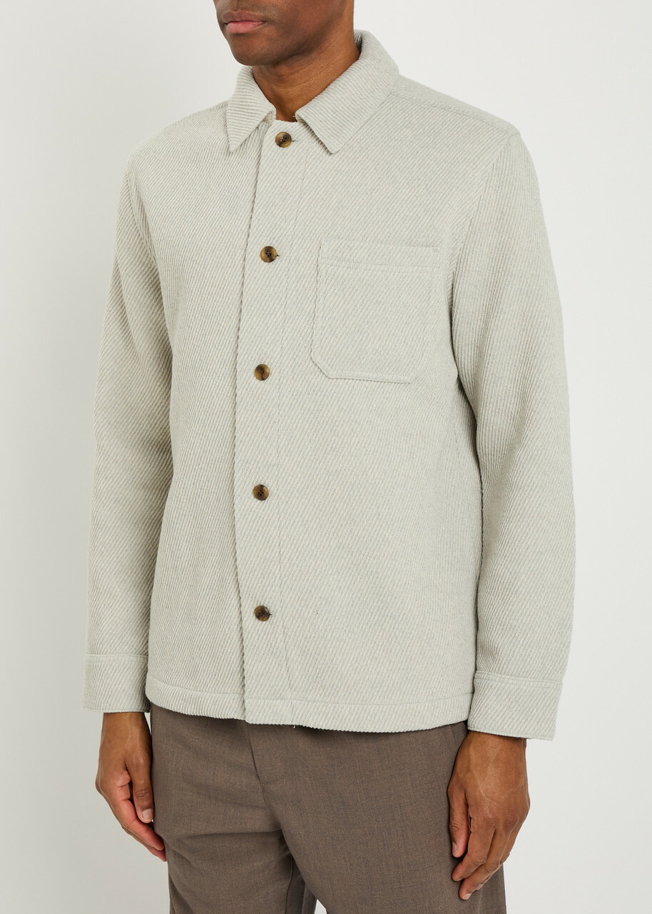 Les Deux Hamilton Textured Twill Overshirt Light Grey