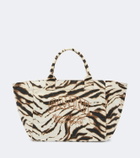 Ganni Large zebra-print canvas tote bag