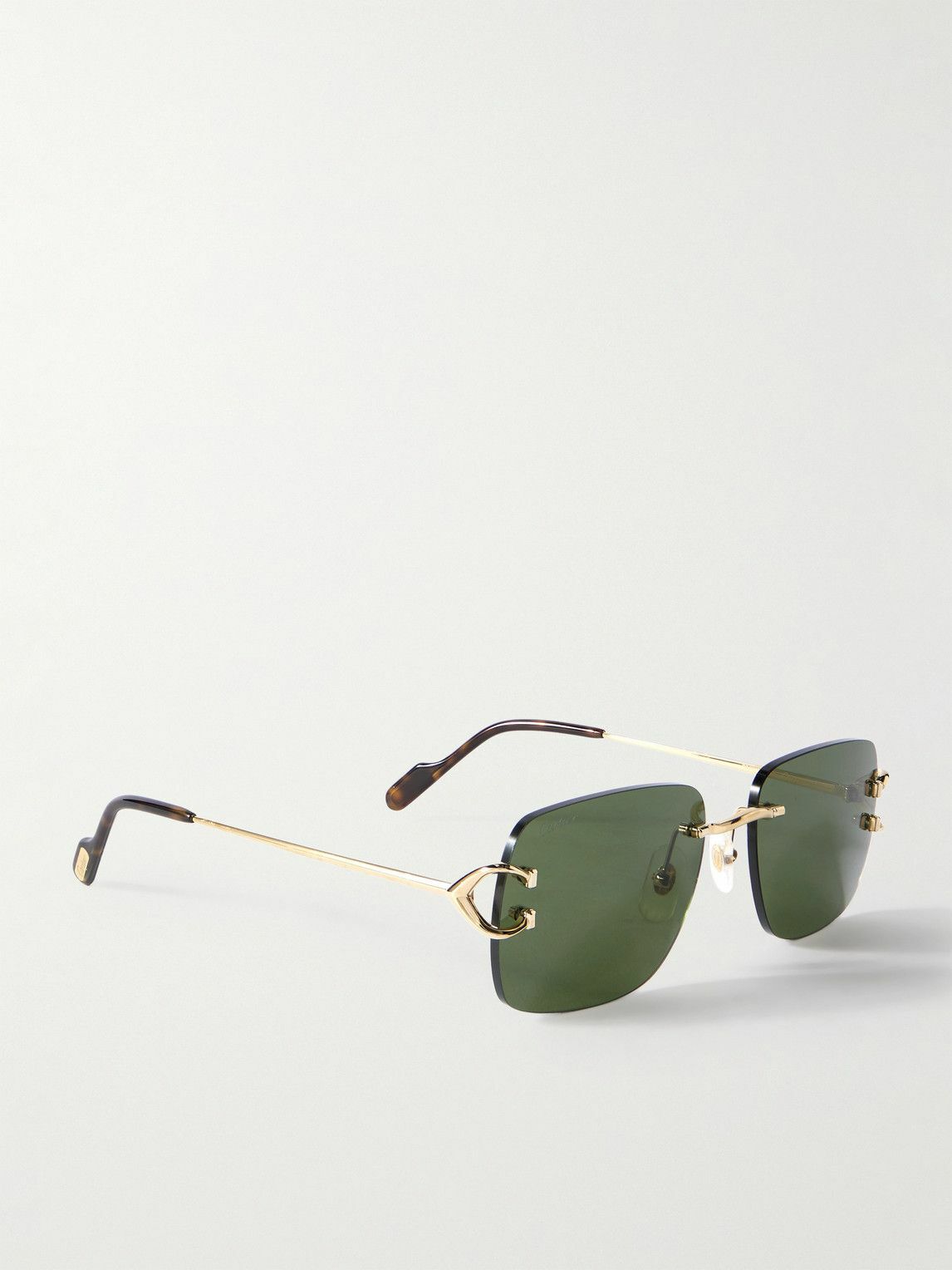 Cartier Eyewear - Frameless Gold-Tone and Tortoiseshell Acetate Sunglasses