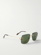 Cartier Eyewear - Frameless Gold-Tone and Tortoiseshell Acetate Sunglasses
