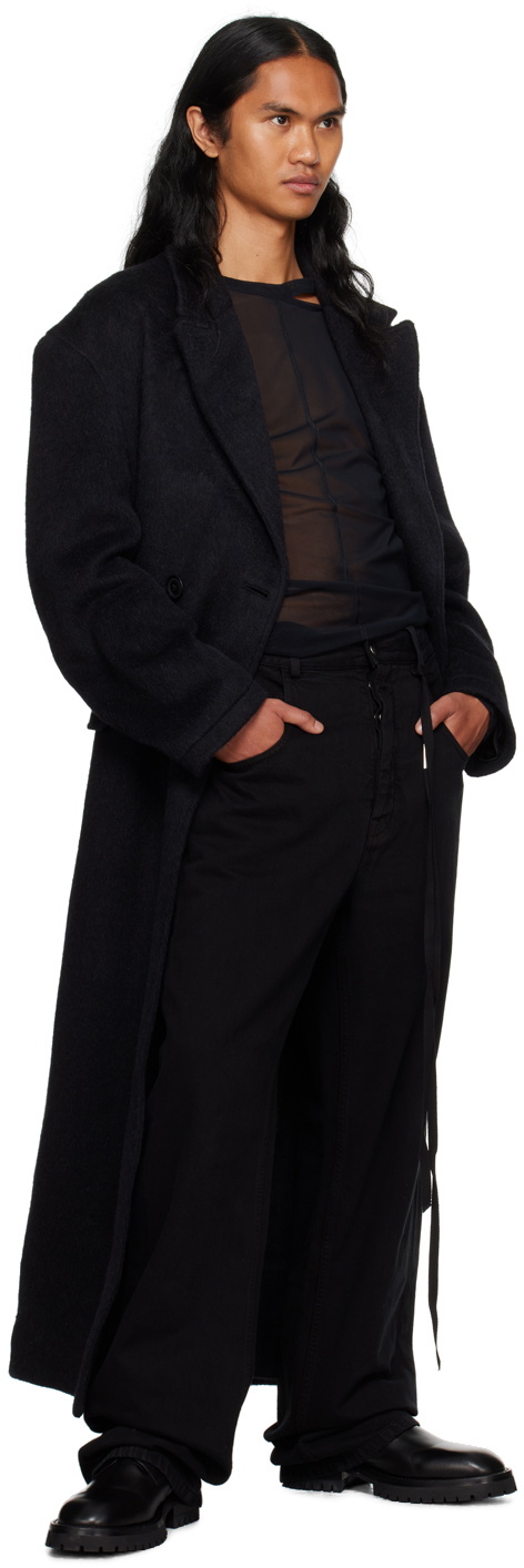 LGN Louis Gabriel Nouchi Black Double-Breasted Coat