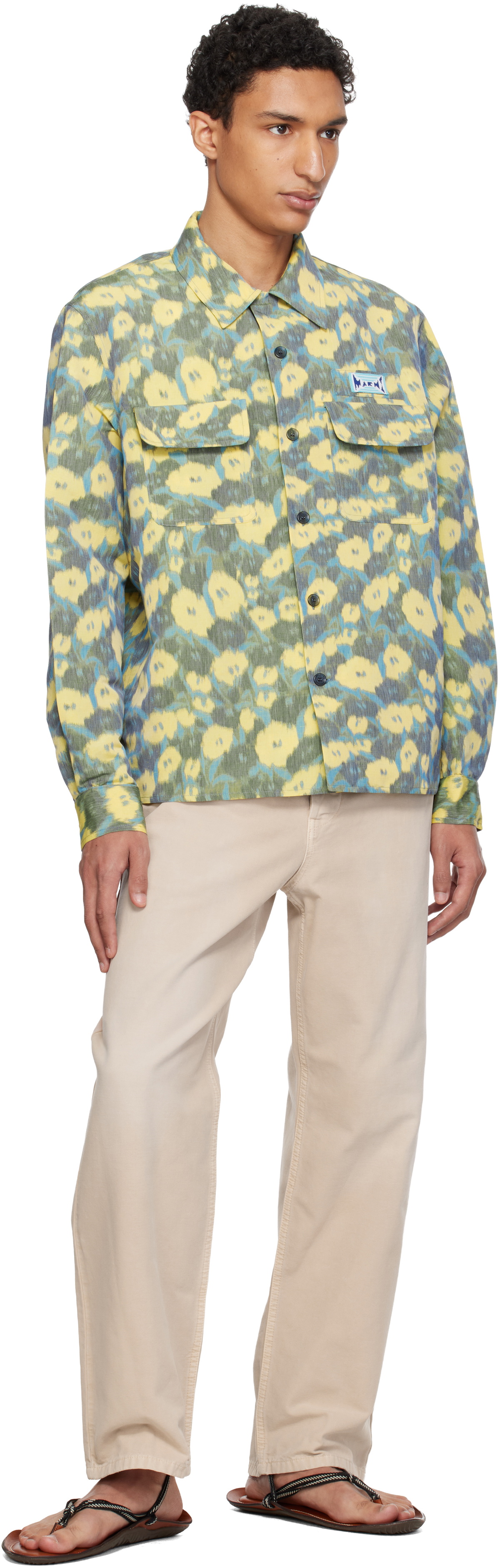 Marni Beige Layered Waistband Trousers