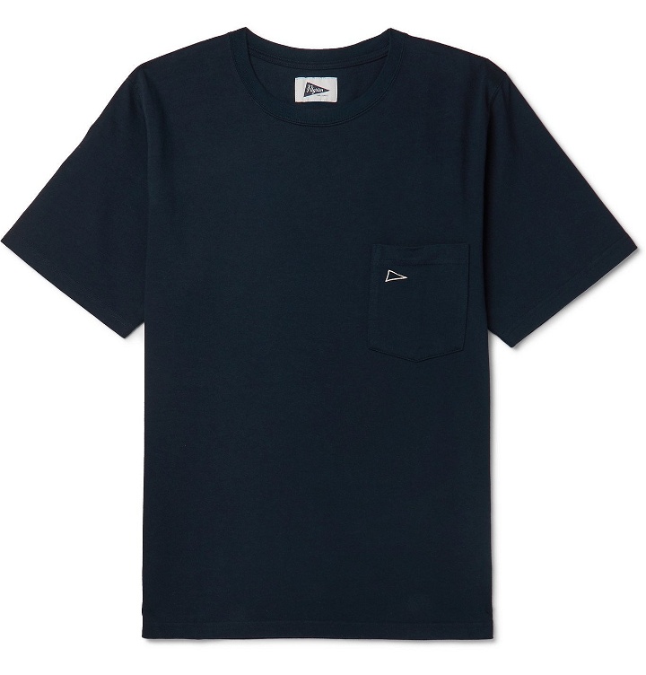 Photo: Pilgrim Surf Supply - Logo-Embroidered Cotton-Jersey T-Shirt - Blue