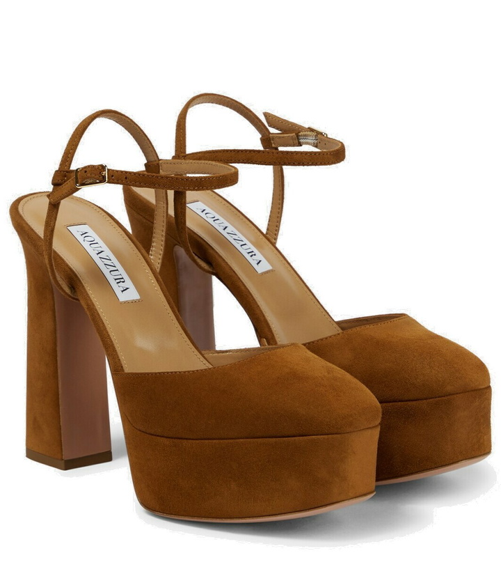 Photo: Aquazzura Groove Plateau 120 suede platform pumps