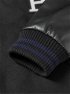 A.P.C. - Appliquéd Wool-Blend Felt and Faux Leather Bomber Jacket - Black
