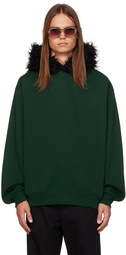 Marni Green Embroidered Faux-Fur Hoodie