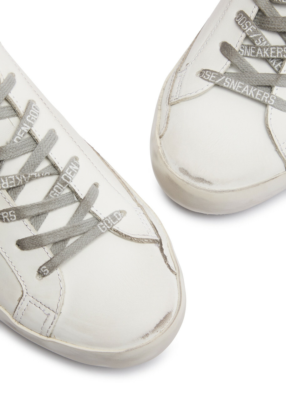 Golden Goose Super-Star Distressed Leather Sneakers White Golden Goose Super-Star Distressed Leather Sneakers White