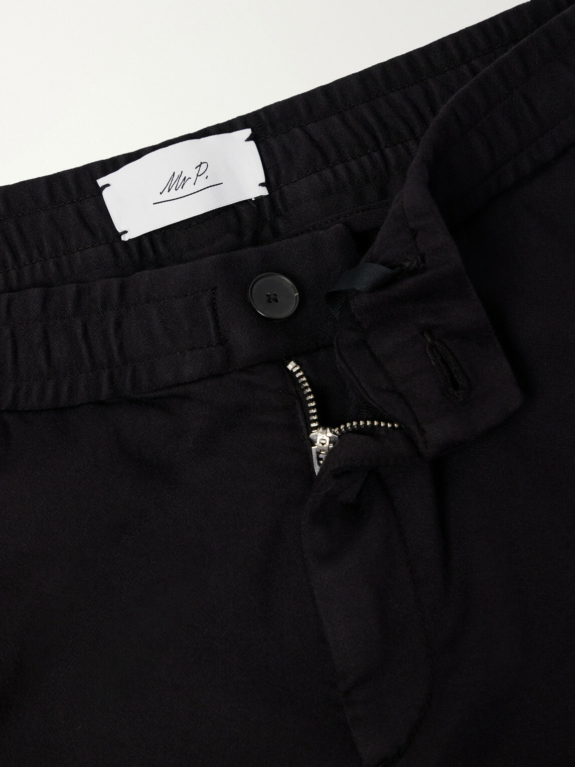 Mr P. - Tapered Cotton-Blend Jersey Drawstring Sweatpants - Black