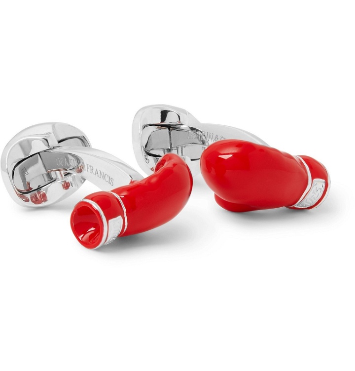 Photo: Deakin & Francis - Boxing Glove Sterling Silver and Enamel Cufflinks - Red