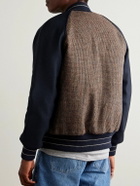 Golden Bear - Puppytooth Tweed-Panelled Wool Varsity Jacket - Brown