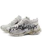 Balenciaga Men's Graffiti Runner Sneakers in White/Black