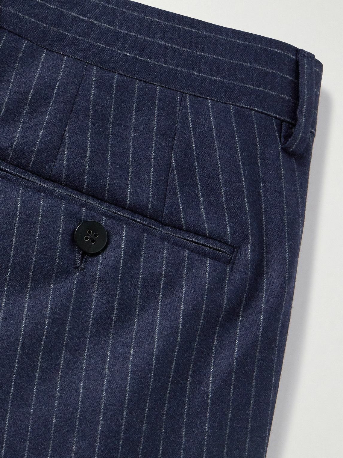 Caruso - Slim-Fit Pinstriped Wool Suit Trousers - Blue