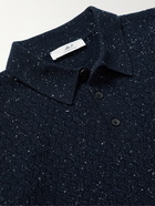 Mr P. - Racking Stitch Donegal Wool Polo Shirt - Blue