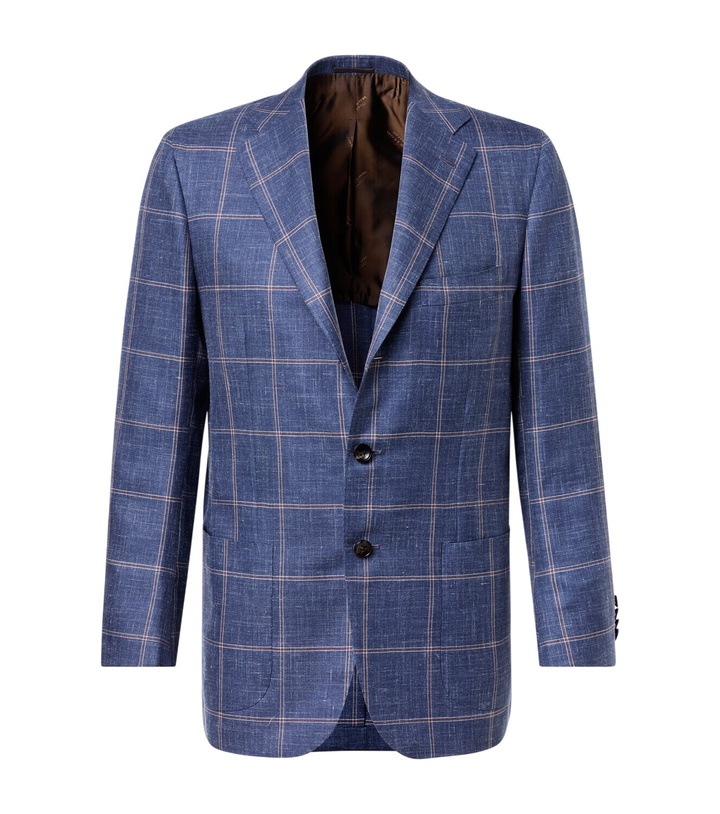 Photo: Kiton Checked cashmere, wool, silk, and linen blazer