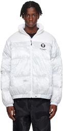 AAPE by A Bathing Ape Off-White Printed Down Jacket