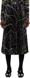 Versace Indigo Greca Nautical Pleated Midi Skirt