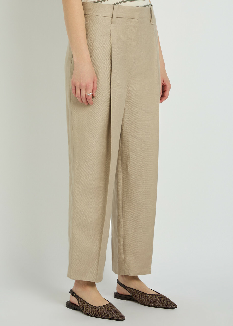 Brunello Cucinelli Straight-leg Linen Trousers Beige