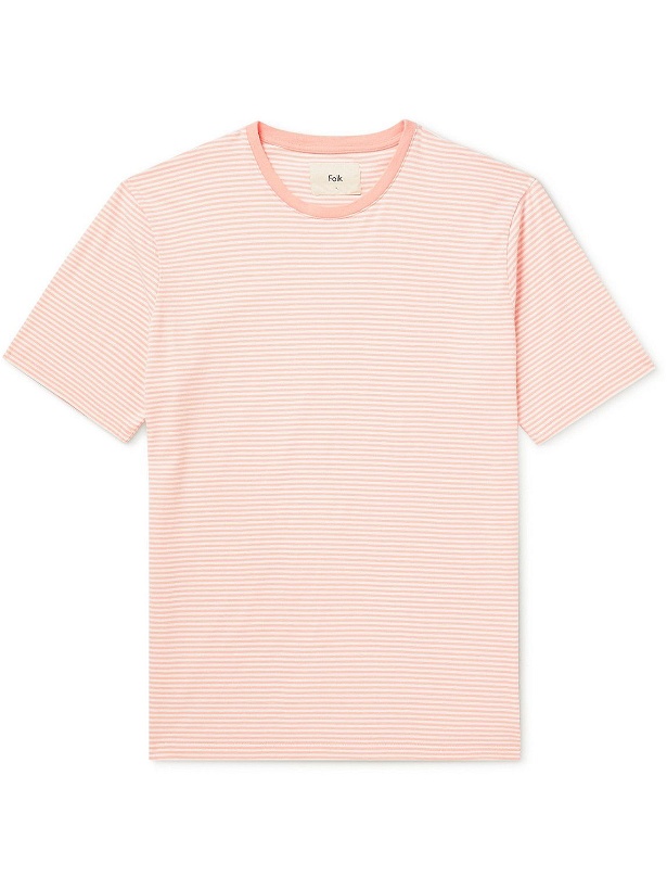 Photo: Folk - Striped cotton-jersey T-shirt - Pink