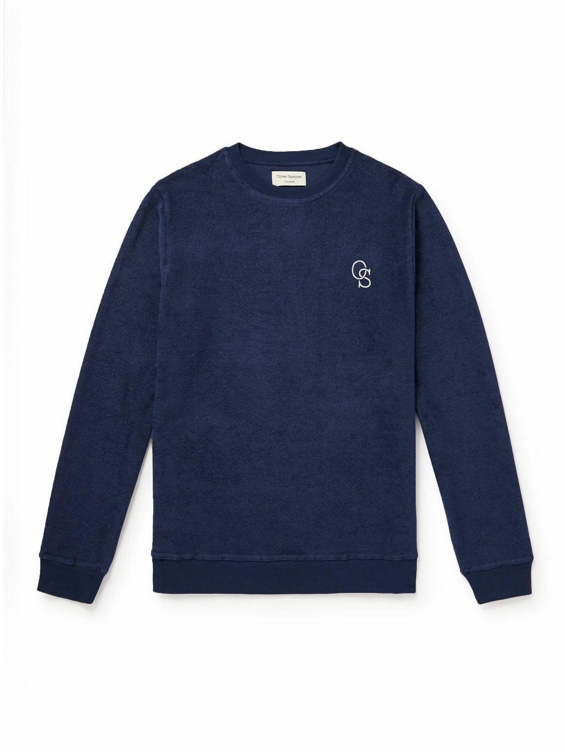 Photo: Oliver Spencer - Logo-Embroidered Cotton-Blend Terry Sweatshirt - Blue