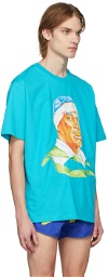 JW Anderson Blue Pol Anglada Oversized Printed Rugby Face T-Shirt