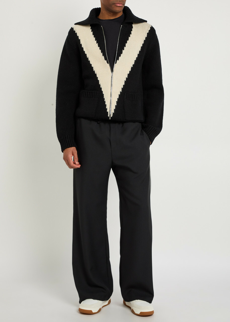 Valentino Garavani Logo-intarsia Wool Cardigan White