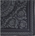 Versace Black Barocco Large Silk Scarf