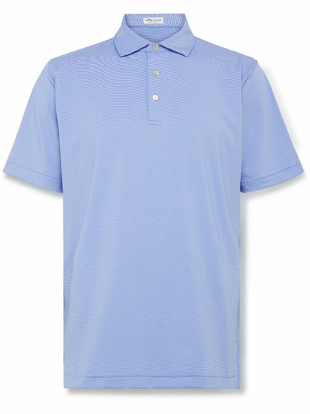 Photo: Peter Millar - Jubilee Striped Tech-Jersey Golf Polo Shirt - Blue