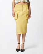 Pinko Pencil Skirt With Maxi Pockets Rattan Yellow