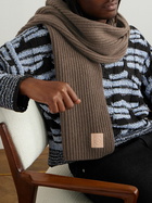LOEWE - Logo-Appliquéd Ribbed Cashmere Scarf