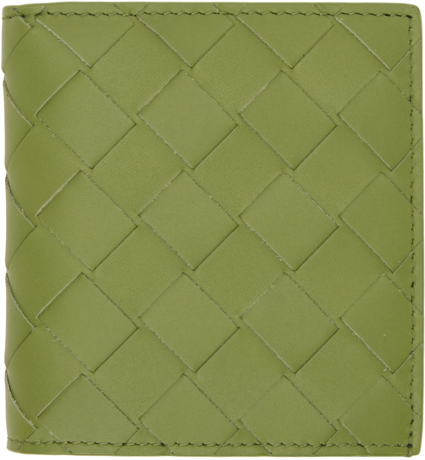 Photo: Bottega Veneta Green Intrecciato Slim Bi-Fold Wallet