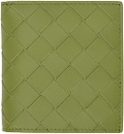 Bottega Veneta Green Intrecciato Slim Bi-Fold Wallet