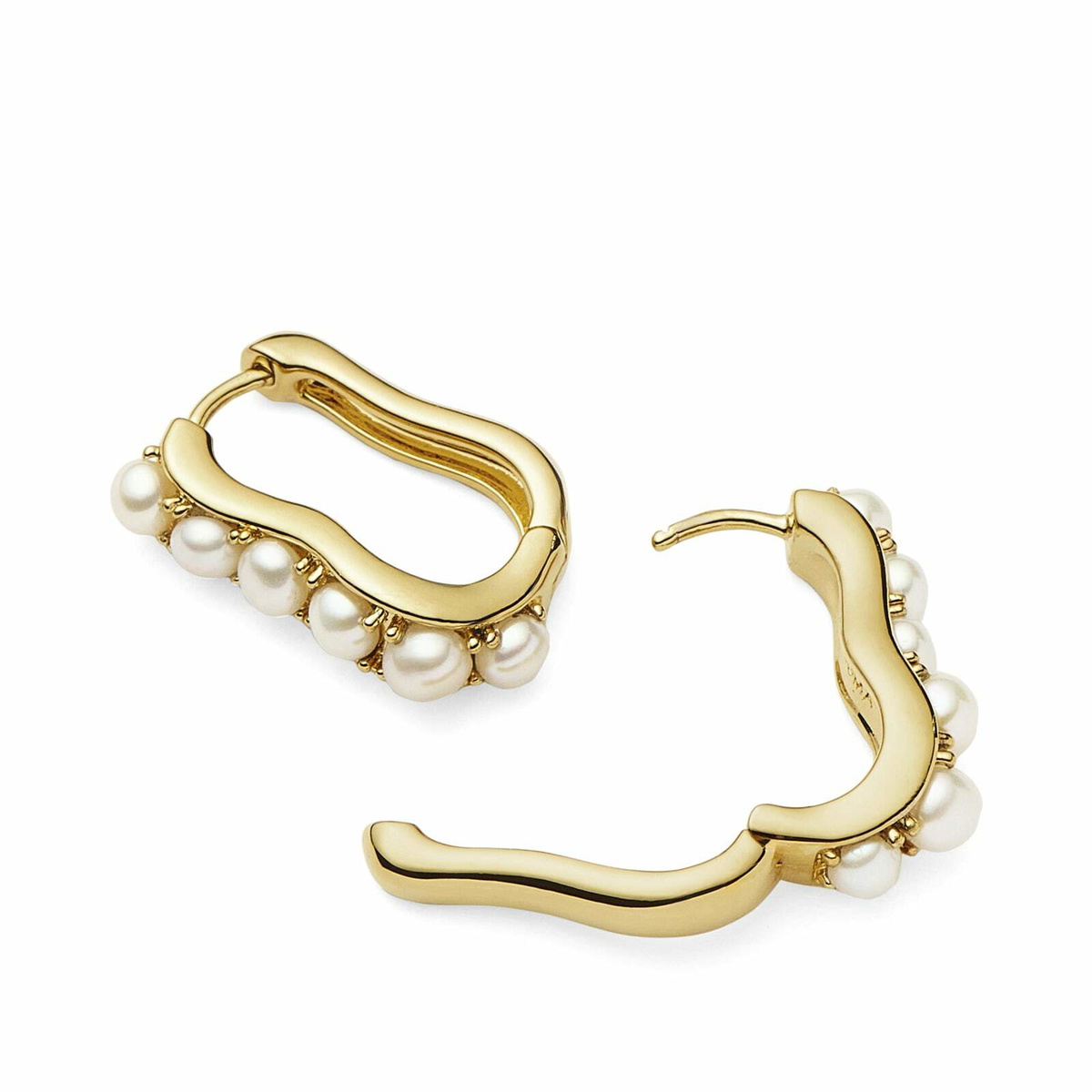 Missoma Women's Pearl Wave Hoop Earrings in Gold