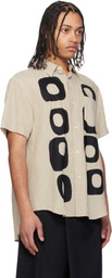 FUMITO GANRYU Beige Pattern Patchwork Linen Shirt